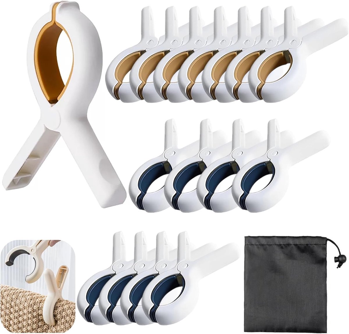 SnelShoppen - Beach Chair Towel Clamps 16 Stuks - Sterke Klemmen voor Strandstoelen, Windproof Handdoek Klemmen voor Badhanddoeken, Beddengoed, Kledin