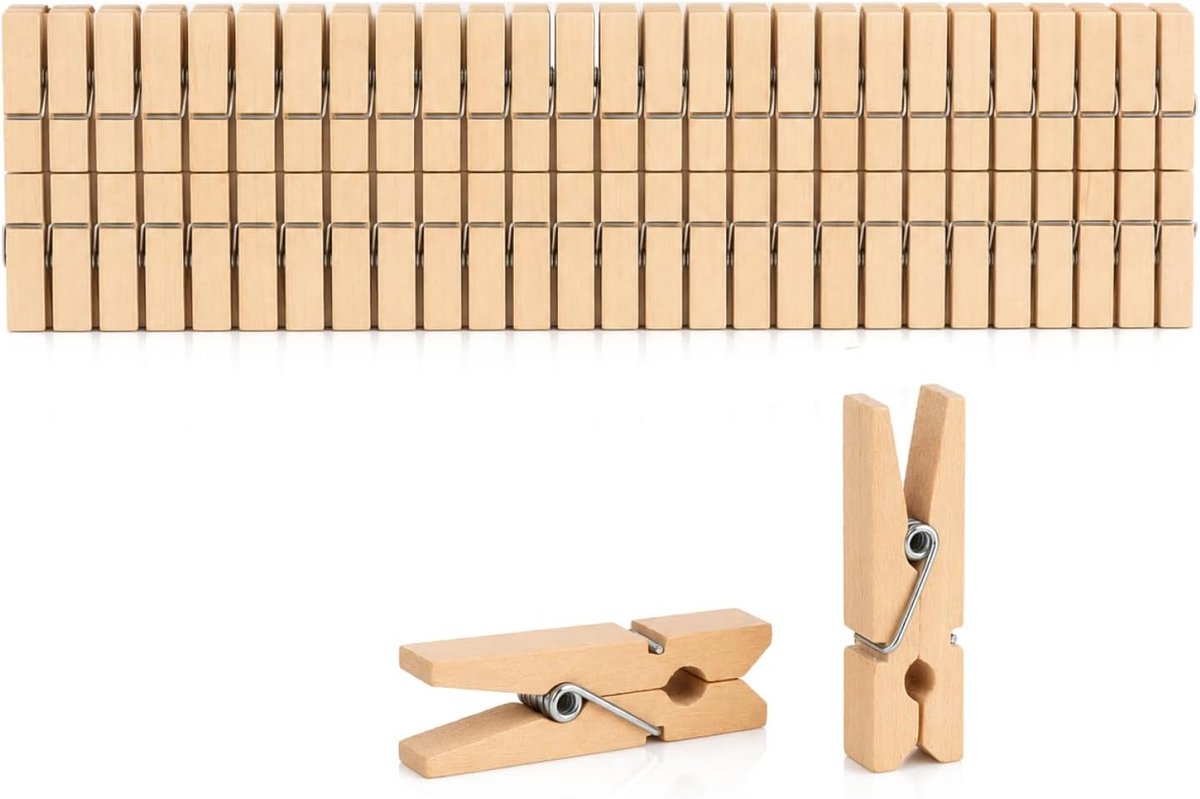 SnelShoppen - 120 Mini Lotus Houten Wasknijpers - Decoratieve Klemmen voor Foto's, Postkaarten, Collages - Herbruikbare Clips voor Feest, Tuin, Kinder