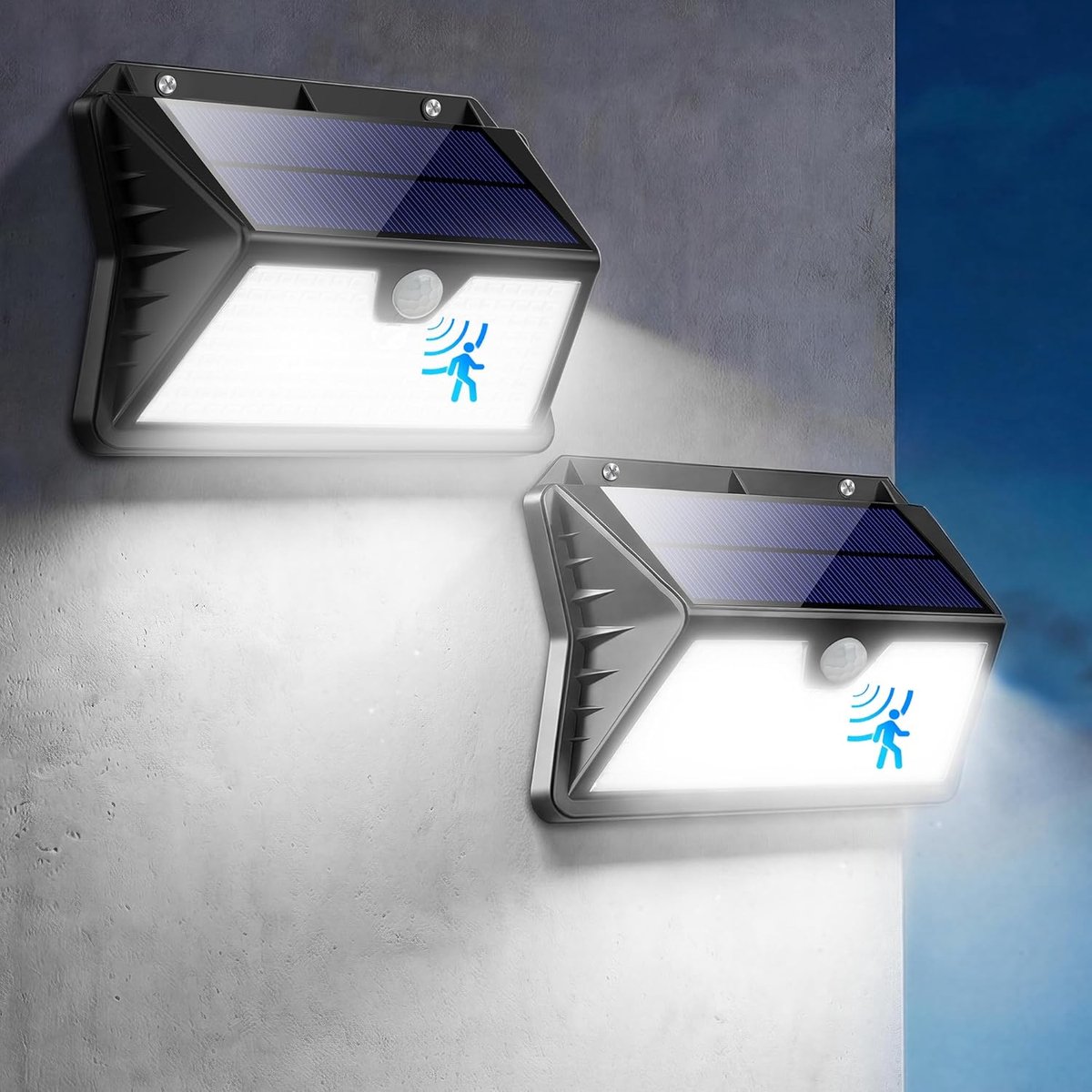 SnelShoppen - Solar Buitenverlichting met Bewegingssensor, 3 Modi, Waterproof, Tuinverlichting, IP65, Tuin, Garage, Patio, Yard, 185 LED's, 6500K