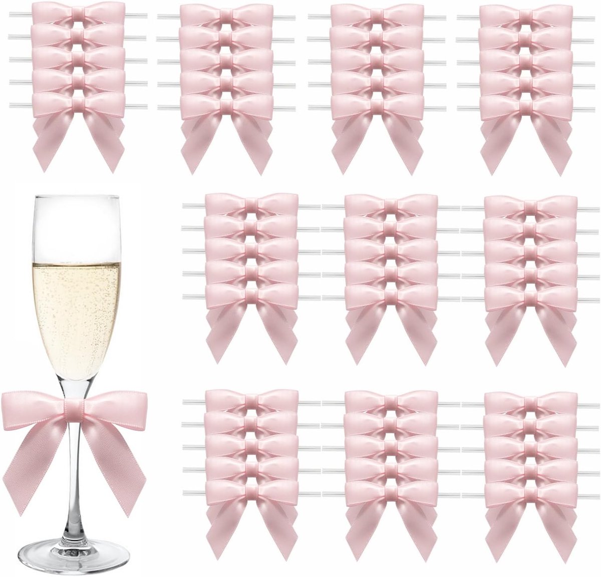 50 Stuks Roze Cadeaustrikken voor Kerst, Bruiloft en Cadeauverpakking