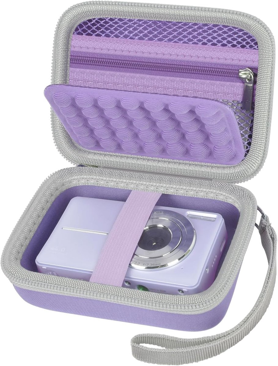 SnelShoppen - Digitale Camera Tas voor Kinderen - Lila - Ruime Organizer voor 1080P Camera's - Geschikt voor Diverse Merken - Ideaal voor Feesten, Vak