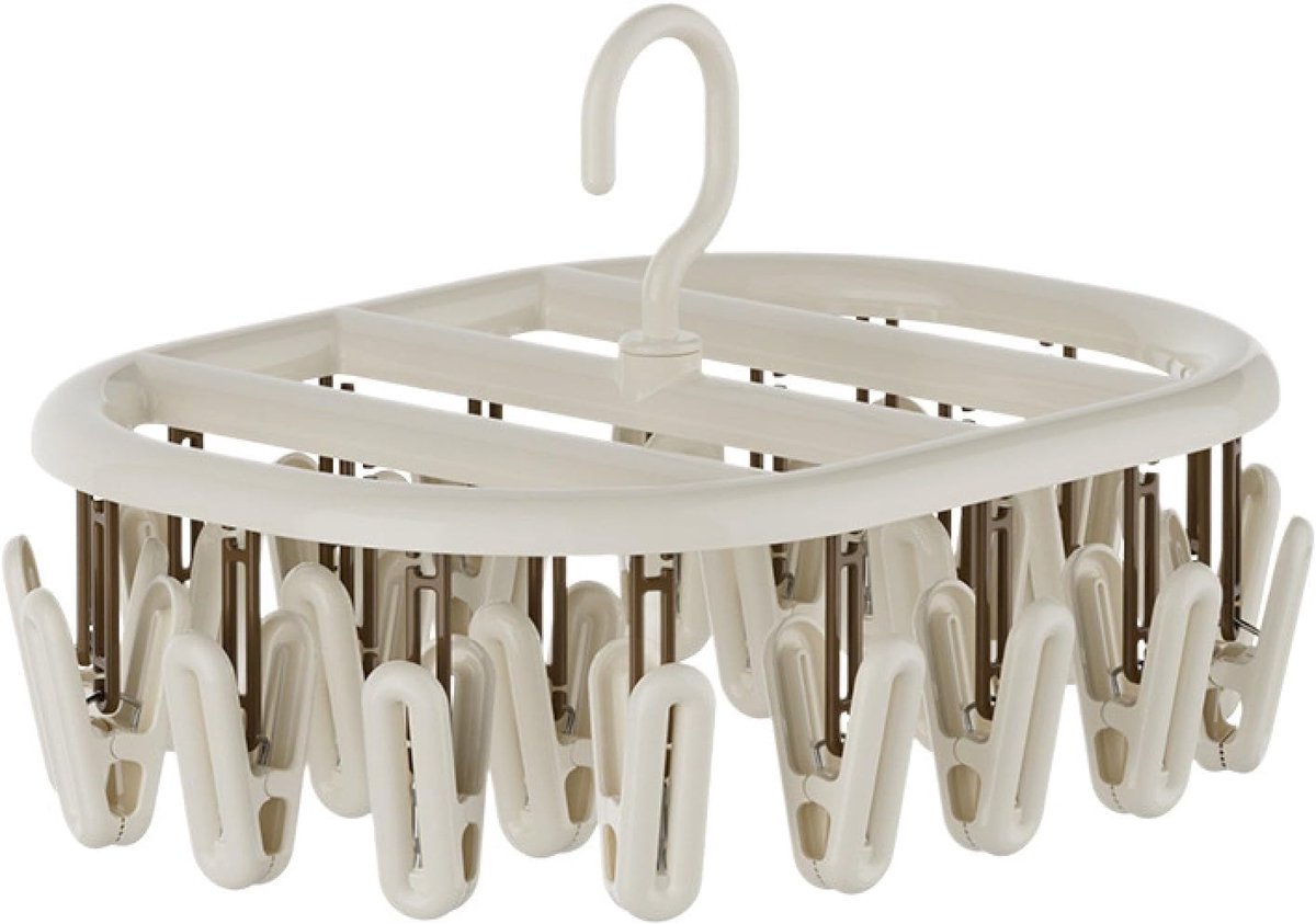 SnelShoppen - Sokkendroger, Winddicht Droogrek, Ondergoedbeugel met 20 Antislip Clips voor Handdoeken, Duurzaam PP-Materiaal, Ideaal voor Binnen en Bu