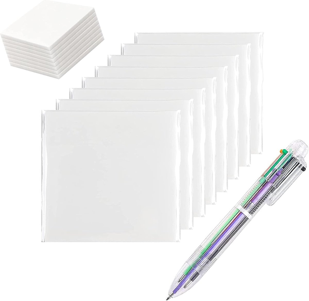 SnelShoppen - 400 Vellen Transparante Zelfklevende Notities 76x76 mm - Waterdichte Sticky Notes voor Kantoor, School, Thuis en Keuken - 8 Pakketten va