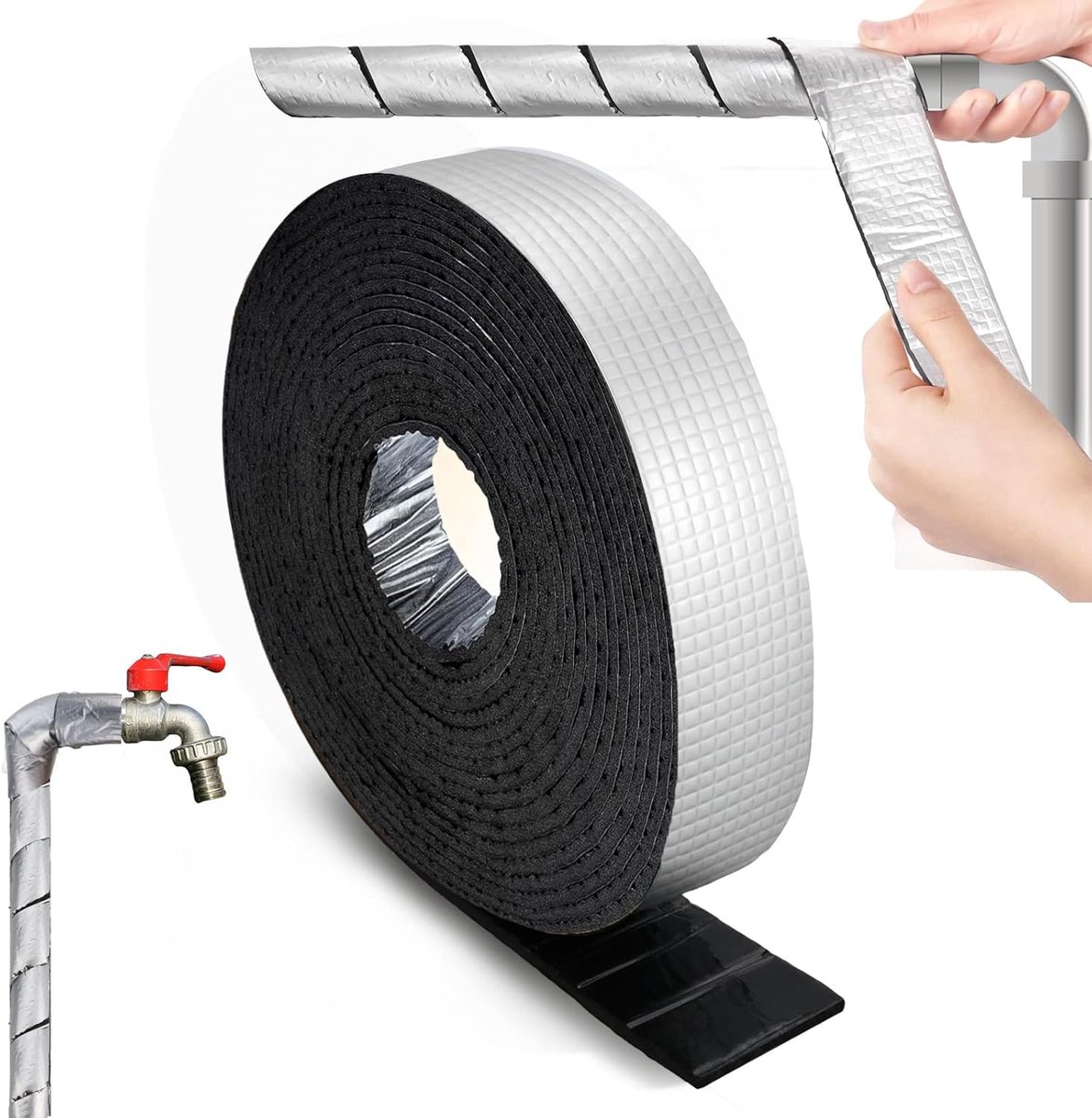 SnelShoppen - Pipe Isolatie Foam Rubber 2 in x 10 m Zelfklevende Verwarmingsbuizen Isolatie Tape voor Bescherming van Leidingen tegen Vorst Binnen en