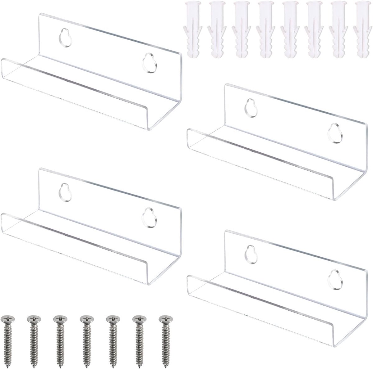 SnelShoppen - Pack van 4 Transparante Vinyl Wandhouders, Acryl Wall Mounts voor Folders, Fotoalbums en Collecties, Lichtgewicht en Duurzaam, Ideaal vo
