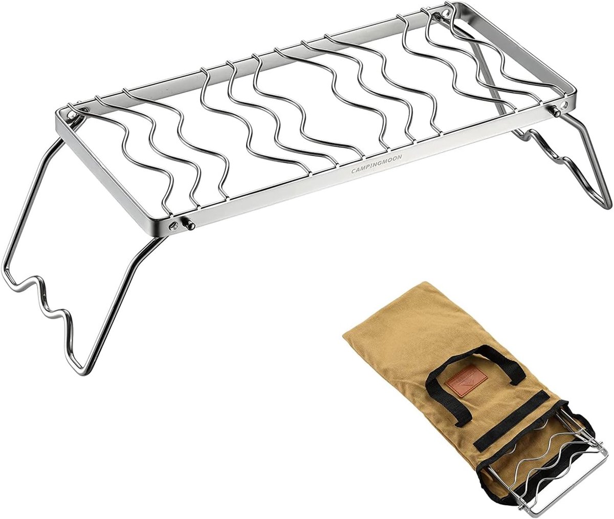 SnelShoppen - Camping Grill Racks Vouwbaar - 304 RVS BBQ Grill met Poten - Draagbare Camping Grill - Kampeer BBQ Stand met Draagtas voor Buiten en Fee