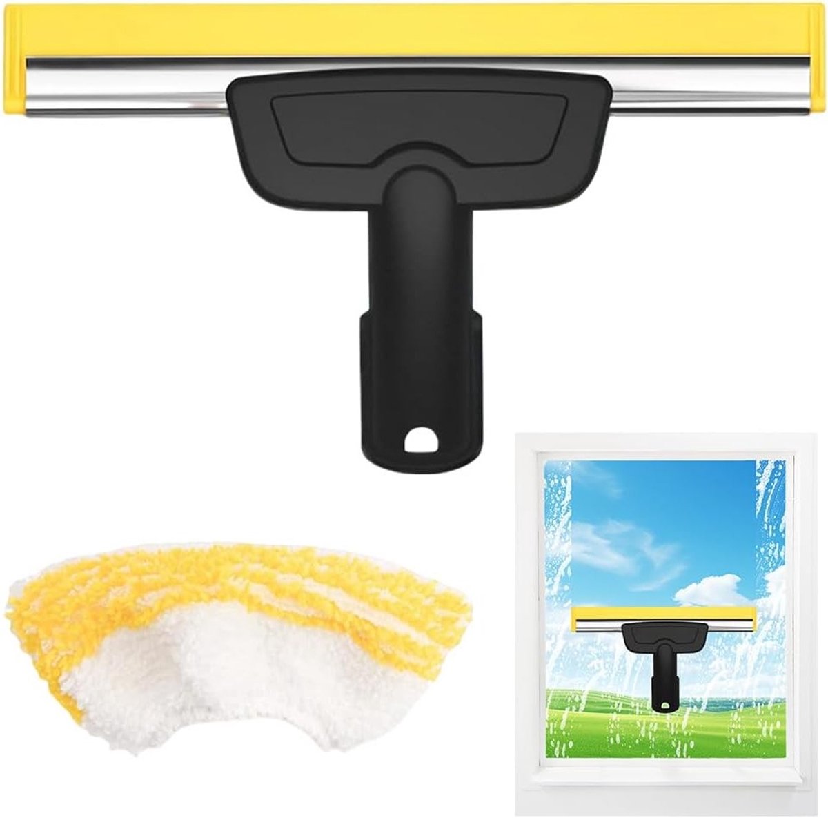 Raammondstuk voor stoomreiniger met microvezeldoek, ideaal voor streepvrije reiniging van glas, ramen en spiegels, accessoires voor SC1/SC2/SC3/SC4/SC5/SC7/CTK10/20