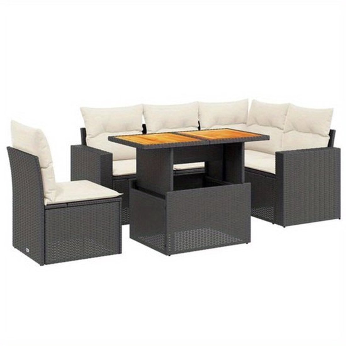 Tuinbank Set – Tuinmeubel Set – Loungeset – Rattan Bank – Buitenbank – Zwart Poly Rattan –