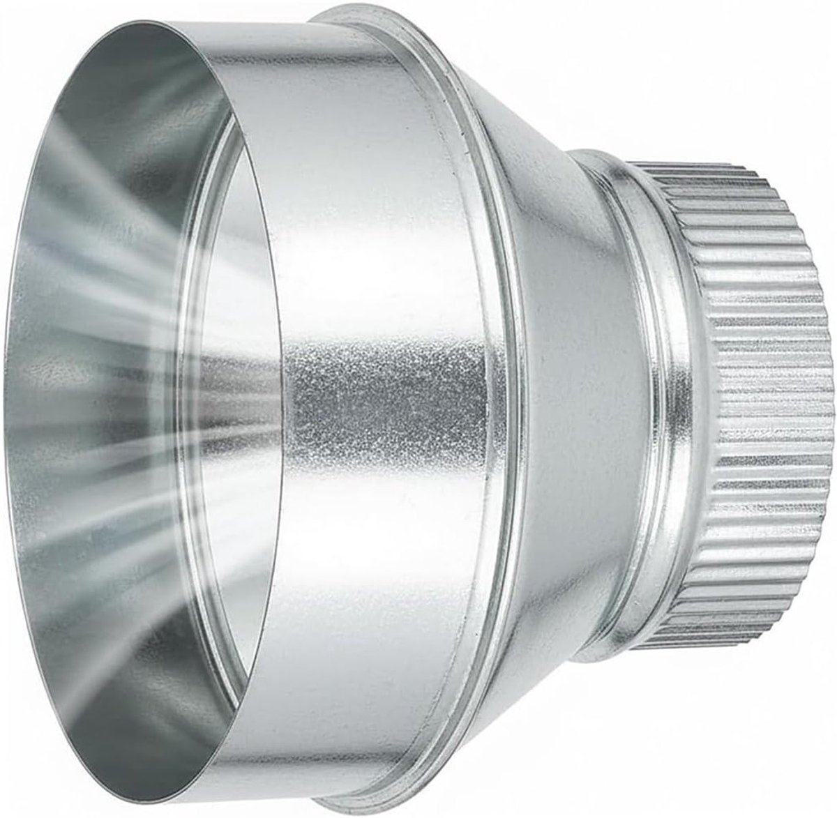 Reduceeradapter van 150 mm naar 100 mm voor HVAC-ventilatiesystemen, verzinkt staal luchtkanaal verloopstuk en buisverhoging