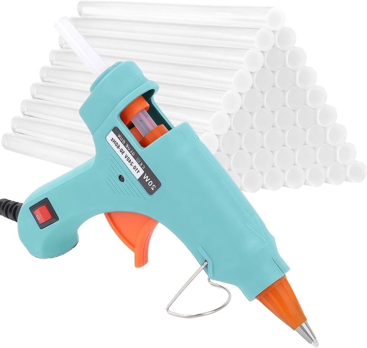 Draadloze hete lijmpistool van 20 W met 30 lijmsticks van 180 mm voor knutselen, DIY-projecten en snelle reparaties thuis