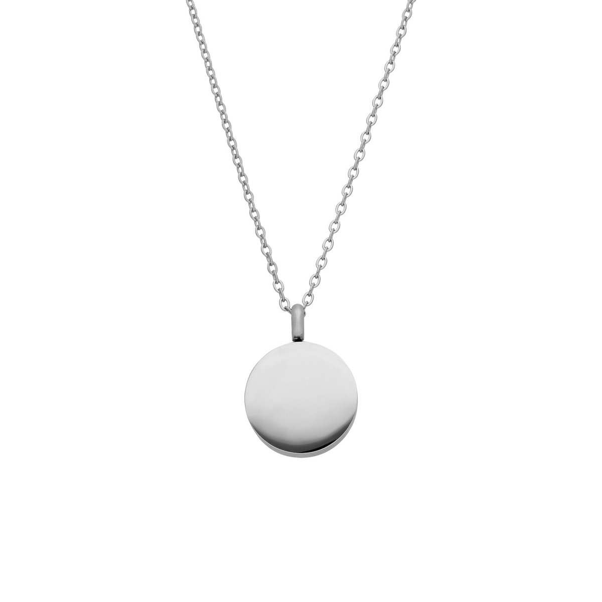Lucardi Unisex Stainless steel ketting met ashanger - Ketting - Staal - Zilverkleurig - 50 cm