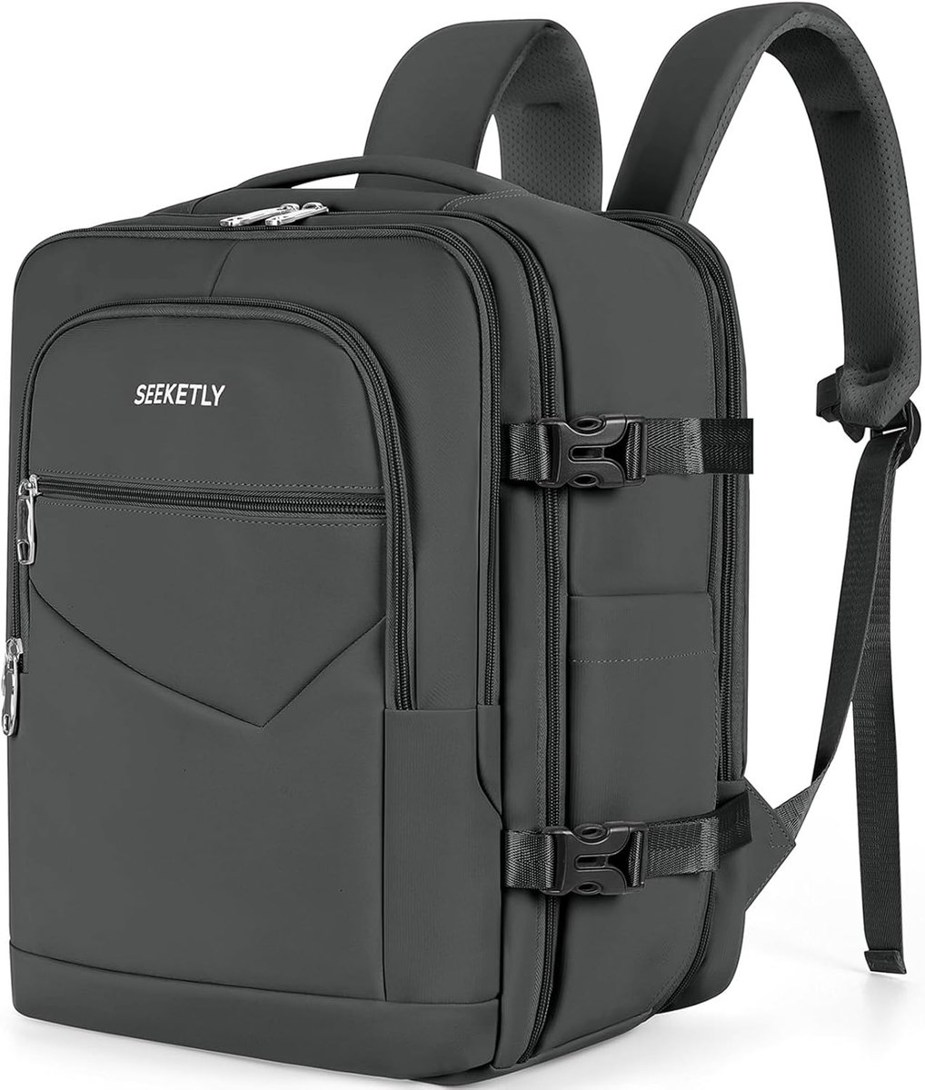 SnelShoppen - Uitbreidbare Rugzak 40x30x20 voor Handbagage Vliegtuig, Diefstalbestendige Reisrugzak met 15.6" Laptopvak voor Ryanair, Wizz Air, Vuelin