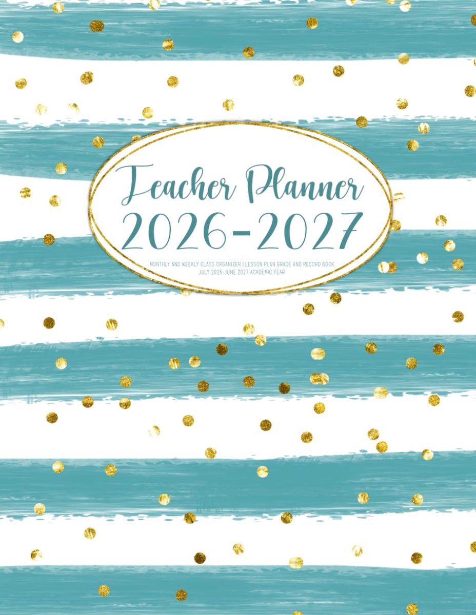 SnelShoppen - Teacher Planner 2026-2027 | Maand- en Weekplanner voor Lessen | Lesplannen en Cijferboek | Juli 2026 - Juni 2027 | Stijlvolle Strepen De