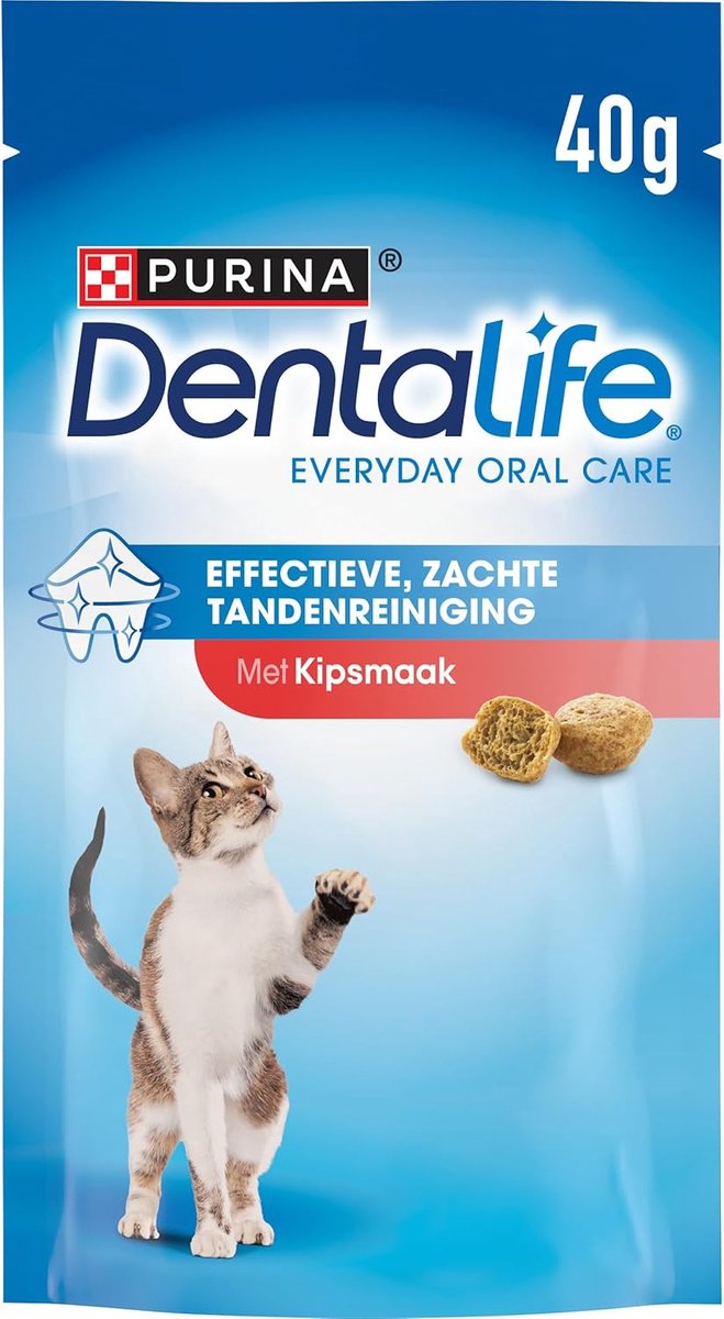 SnelShoppen - Dentalife Cat Snacks met Zalm - 8 x 40g - Tandenverzorging, Tartar Vermindering, Calcium en Taurine, Zonder Toegevoegde Kleurstoffen