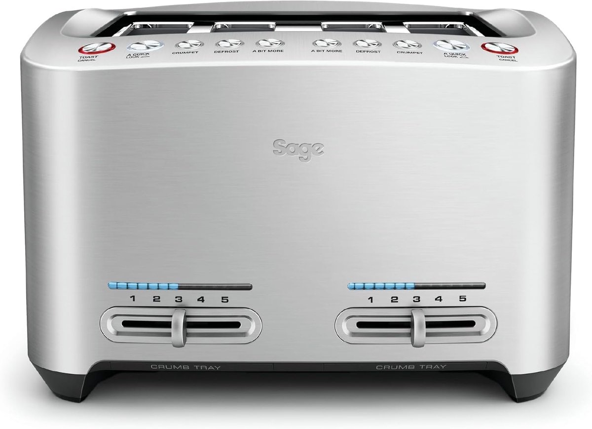 SnelShoppen - Toaster 4-Slice met 4 Extra Brede Slots - Brushed Aluminium - Perfect voor Bagels, Ambachtelijk Brood, en Gebak - Innovatieve Functies v