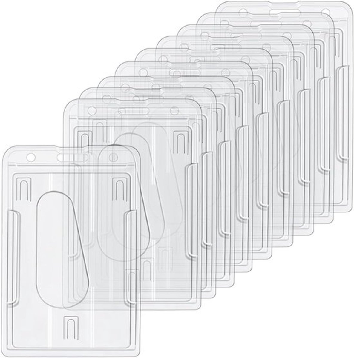 Set van 10 Transparante ID Kaart Houder, 5.8 x 9 cm, Verticale Bescherming voor School en Kantoor met Duimopening