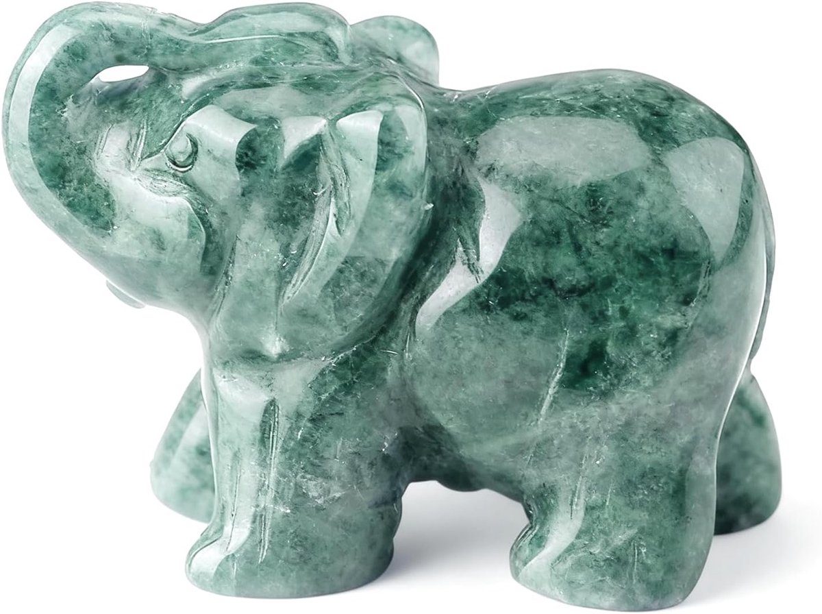 SnelShoppen - Handgesneden Groene Kristallen Olifant Figuren 1.5 Inch Beeldjes voor Healing en Decoratie - Perfecte Geschenk voor Thuis, Kantoor, Tuin