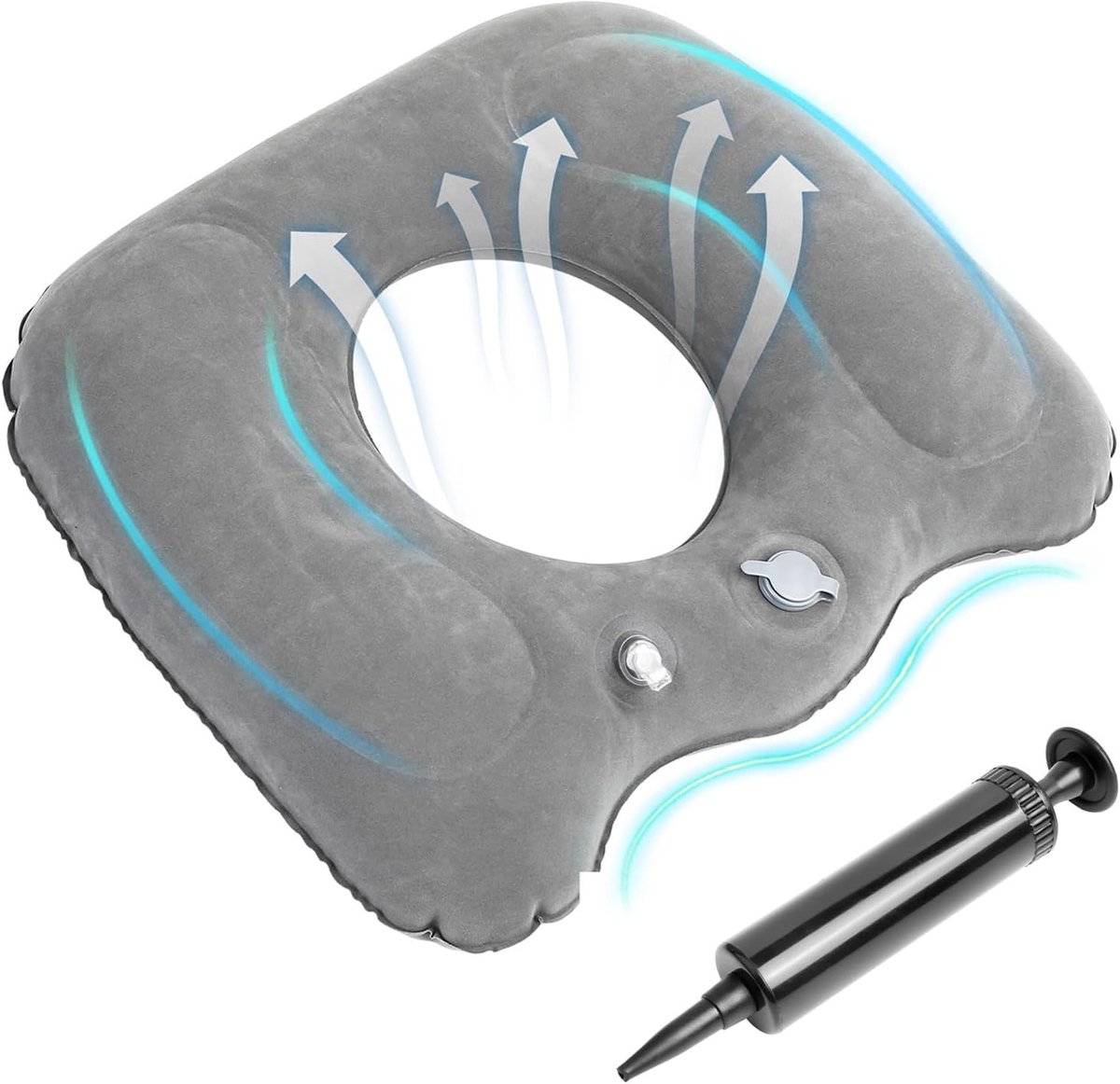 SnelShoppen - Inflatable Seat Cushion, Ergonomisch Donut Kussen, Orthopedisch Kussen voor Coccyx, Hemorroïden Kussen, Opblaasbaar, Zacht en Duurzaam,