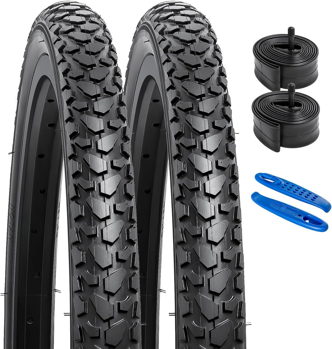 SnelShoppen - 2 Stuks 24 Inch Fietsbanden 24 x 1.75 met Binnenband AV32 mm Schrader Ventiel - Duurzaam en Praktisch voor Fietsers