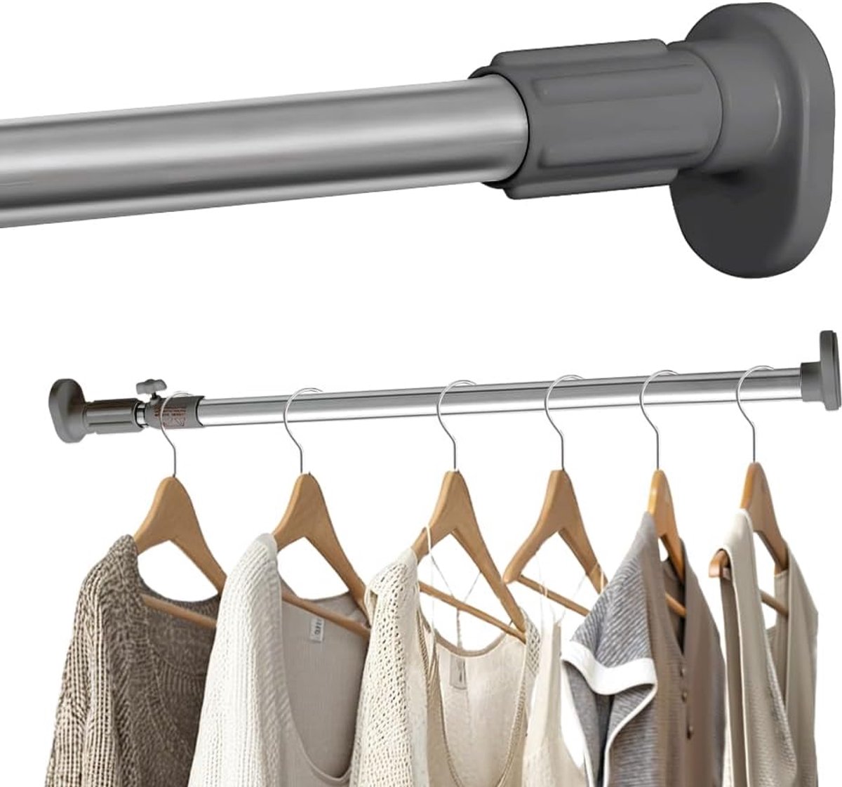 SnelShoppen - Expandable Window Shower Curtain Tension Rod, Oval Head Kleding Hangroede, Geen Boorinstallatie, 25.4mm RVS Buizen voor Badkamer, Keuken