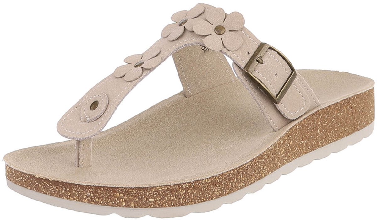 Teenslippers - Bloemdetails en gesp - Dames Mt:39
