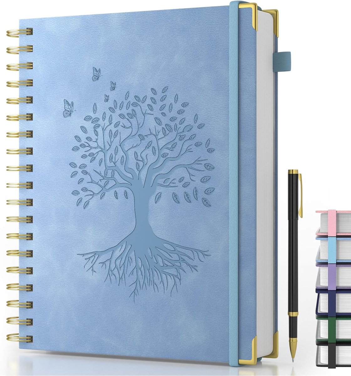 SnelShoppen - B5 Notebook Met Pen - Hardcover Spiral Lined Journal - 240 Pagina's - 100gsm Inktproof Papier - Dikke Leer Notitieboek Voor Werk, School