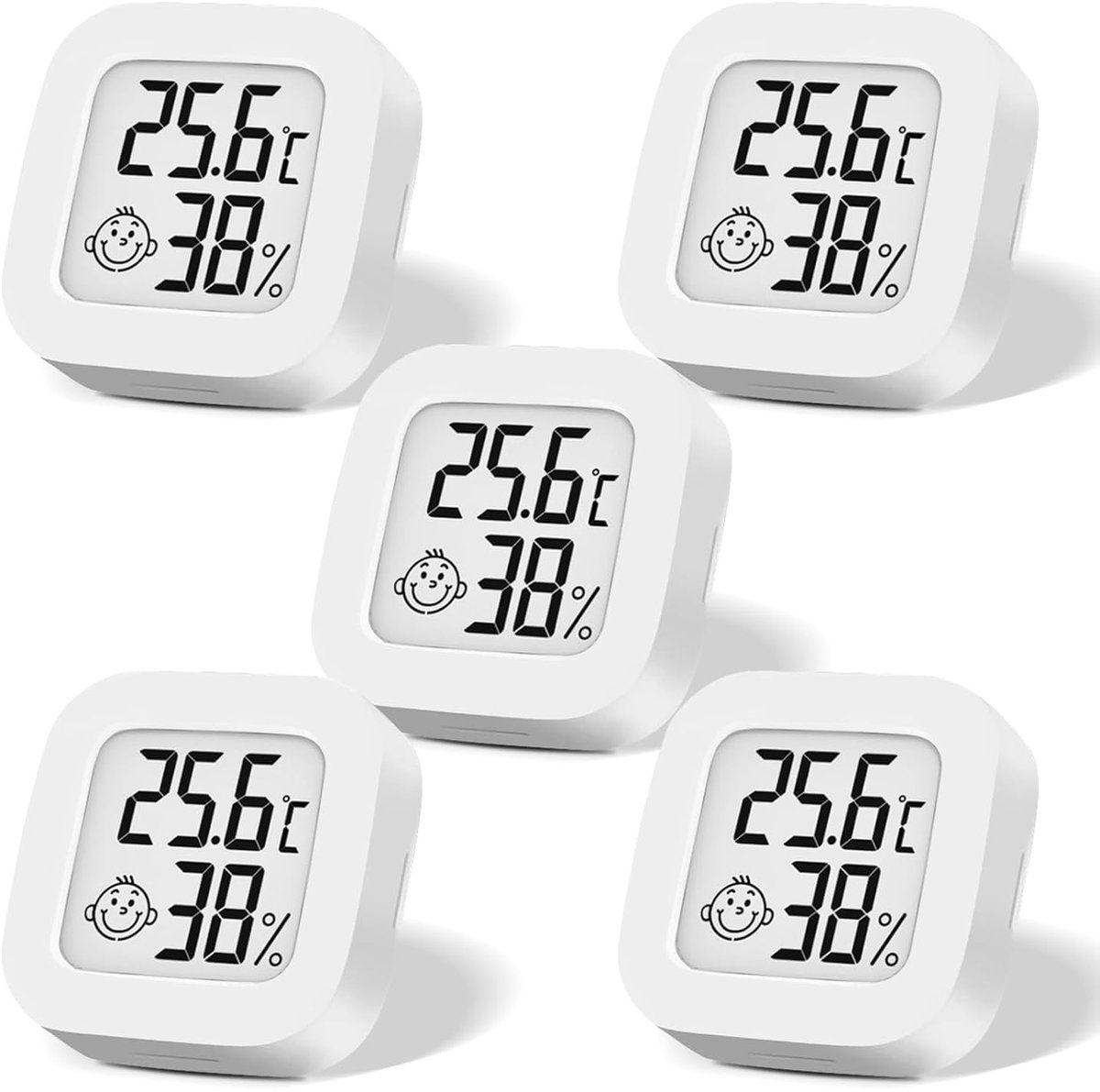 SnelShoppen - 5 Pcs Digitale Mini Thermometer en Hygrometer, LCD Weerstation, Draadloos, Hoge Precisie Temperatuur Sensor, Weergave in °F / °C voor Ba