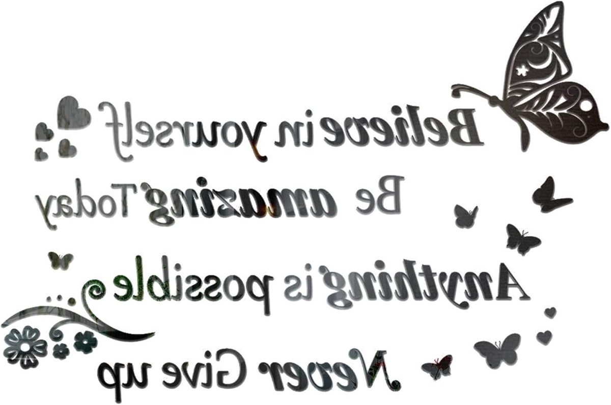 Inspirerende Muurstickers met Positieve Citaten voor Spiegels, Decoratieve Motivatie voor Thuis, Kantoor en Hal, Zwart