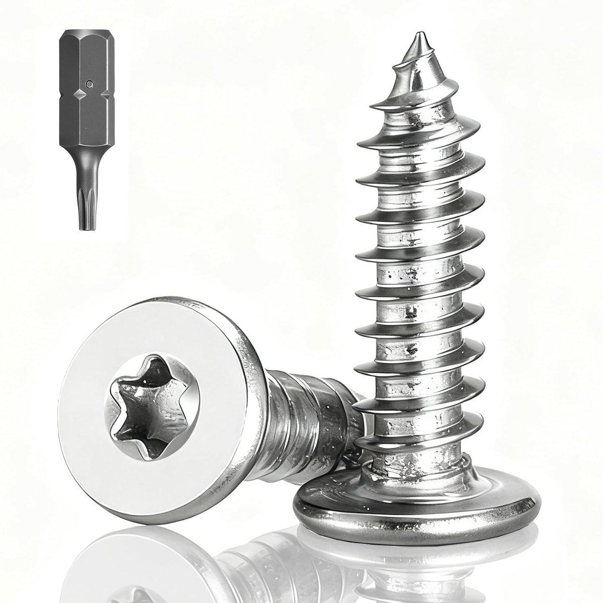 SnelShoppen - 100 Stuks Houtschroeven RVS M3 x 12mm Platte Kop Torx, Roestvrijstalen Schroeven voor Hout, Verzinkte Kop Volledige Draad met T8
