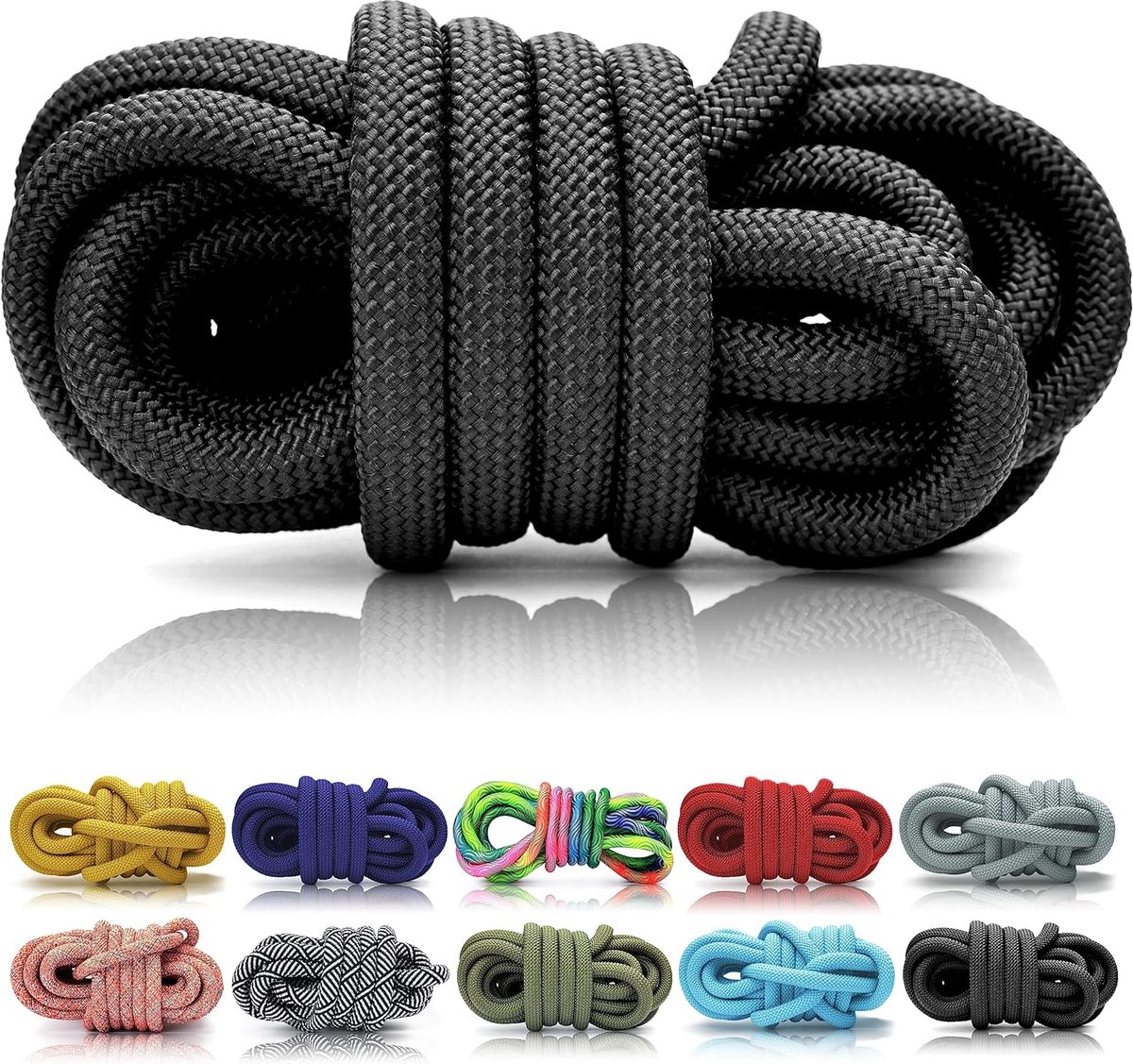 SnelShoppen - PPM Touw 5 m - 8 mm Dikte - Zwart Gevlochten Koord van Polypropyleen Multifilament - Ideaal voor Hondenriem, Halsband, Heffen en Creatie