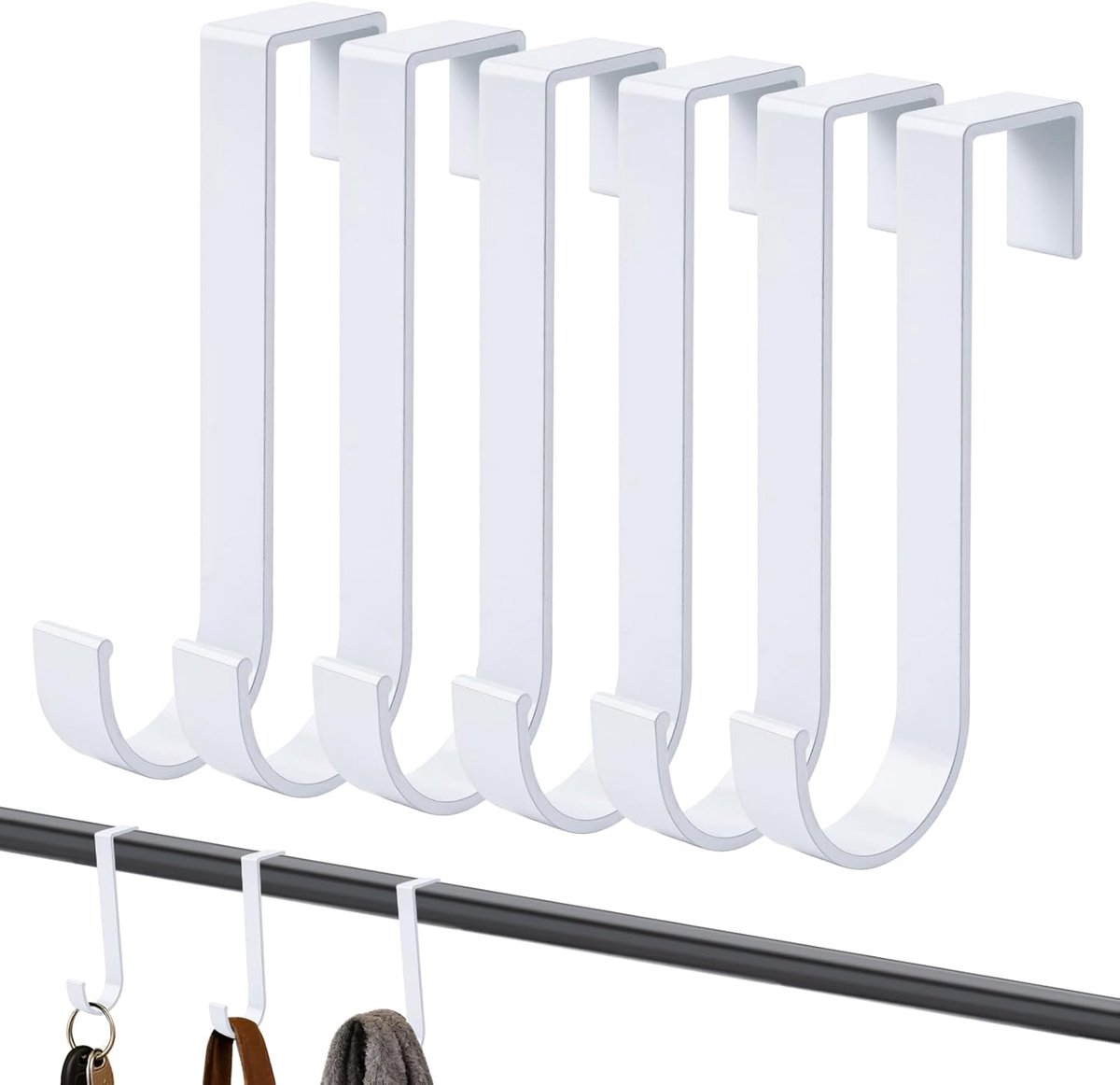 SnelShoppen - Towel Radiator Hooks 6 Stuks - Verwarmde Handdoek Haken voor Badkamer Radiator - Ruimte Aluminium met Zwarte Foam Pads - Waterdicht, Roe