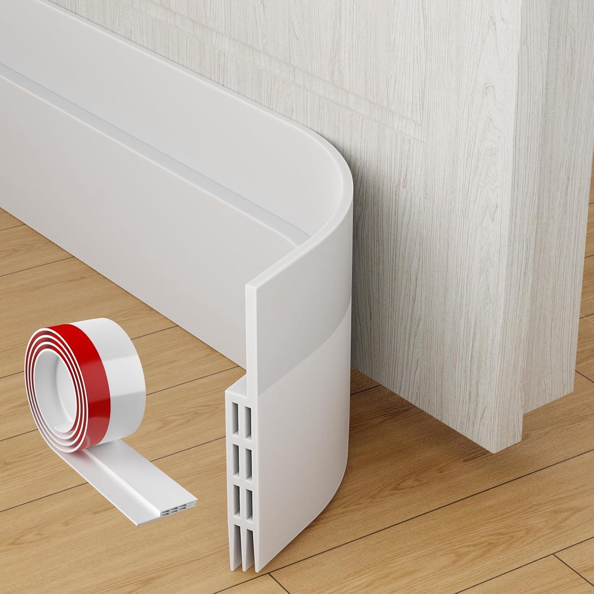 SnelShoppen - Draught Excluder voor Deuren, 1-Pack Zelfklevende Deuronderstrip, Geluidsisolatie, Weerbestendig en Energiebesparend, 5cm x 100cm Wit