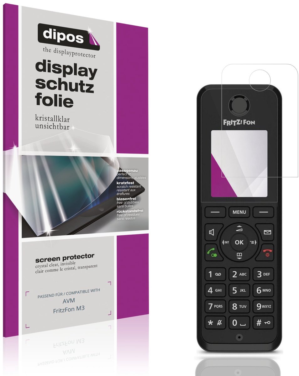 dipos – 4x Beschermfolie geschikt voor AVM FritzFon M3 | Krasbestendige & heldere Screenprotector Ultra-Thin