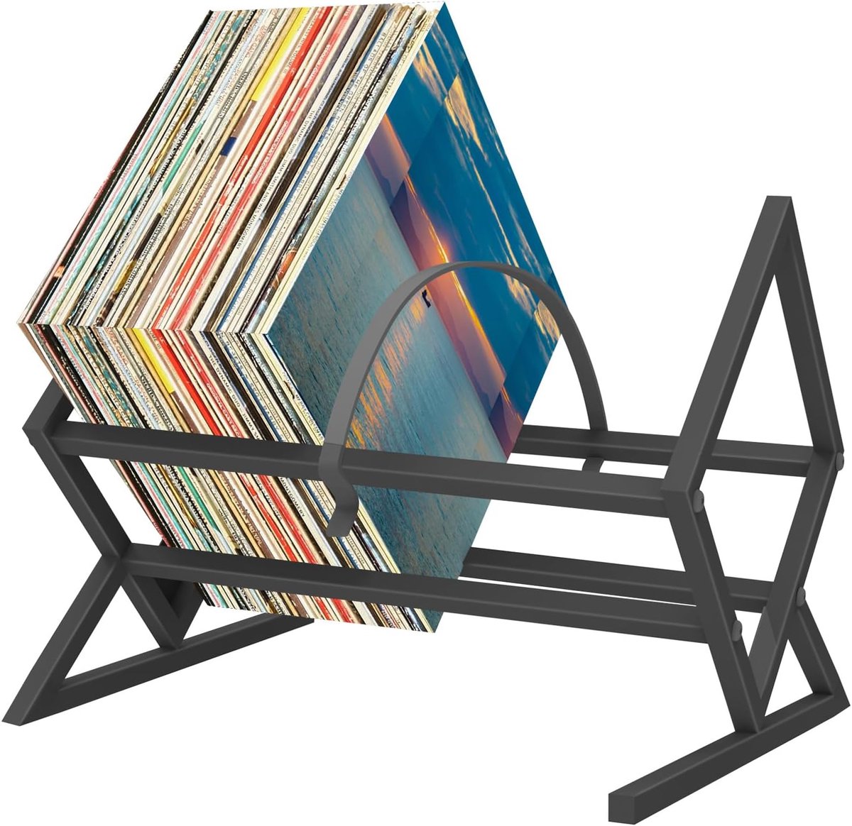 SnelShoppen - Vinyl Platenopslag voor 80-100 LP's - Metalen LP Grammofoon Recordstandaard - Eenvoudig te Monteren - Stijlvol en Duurzaam