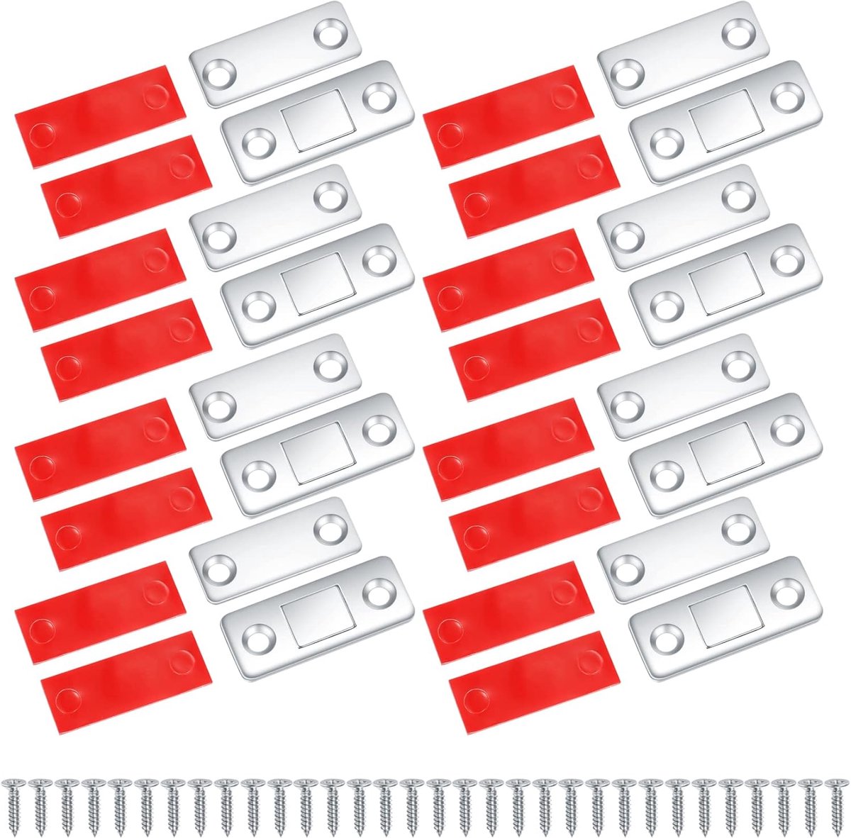 SnelShoppen - Pack van 8 Magnetische Sluitingen voor Keuken, Kastdeuren, Balkon, Zelfklevende Sterke Deurmagnets, Ultra-Dunne Ontwerp, Roestvrij en Du