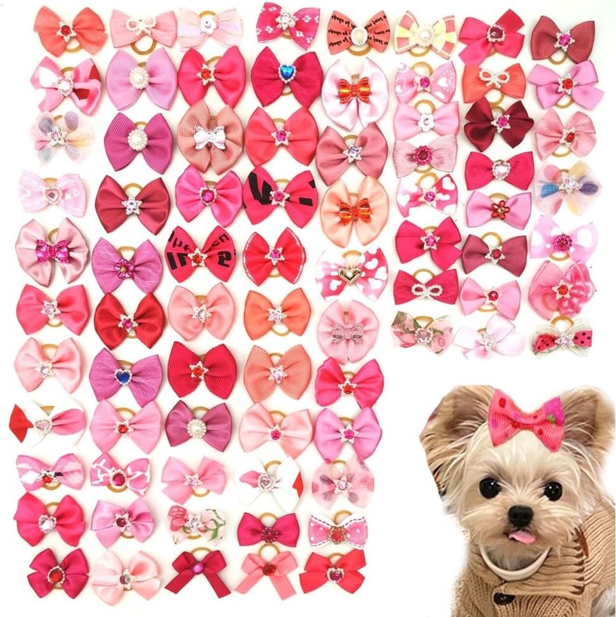 40 Stuks Hondenstrikken met Rubber Bands - Schattige Hondenaccessoires voor Verzorging en Feestdagen