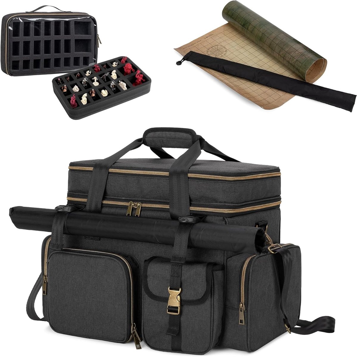 Reisbag voor Tabletop RPG Avonturiers, Grote Capaciteit voor Battle Mat, Geschikt voor DND Dice en Spellen