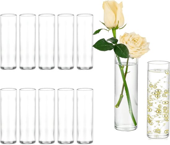Kleine Glazen Vazen met Hoge Knoppen voor Tafeldecoratie bij Bruiloften, Babyshowers en Feesten - Perfecte Vaas voor Verjaardagen en Decoratieve Tafels