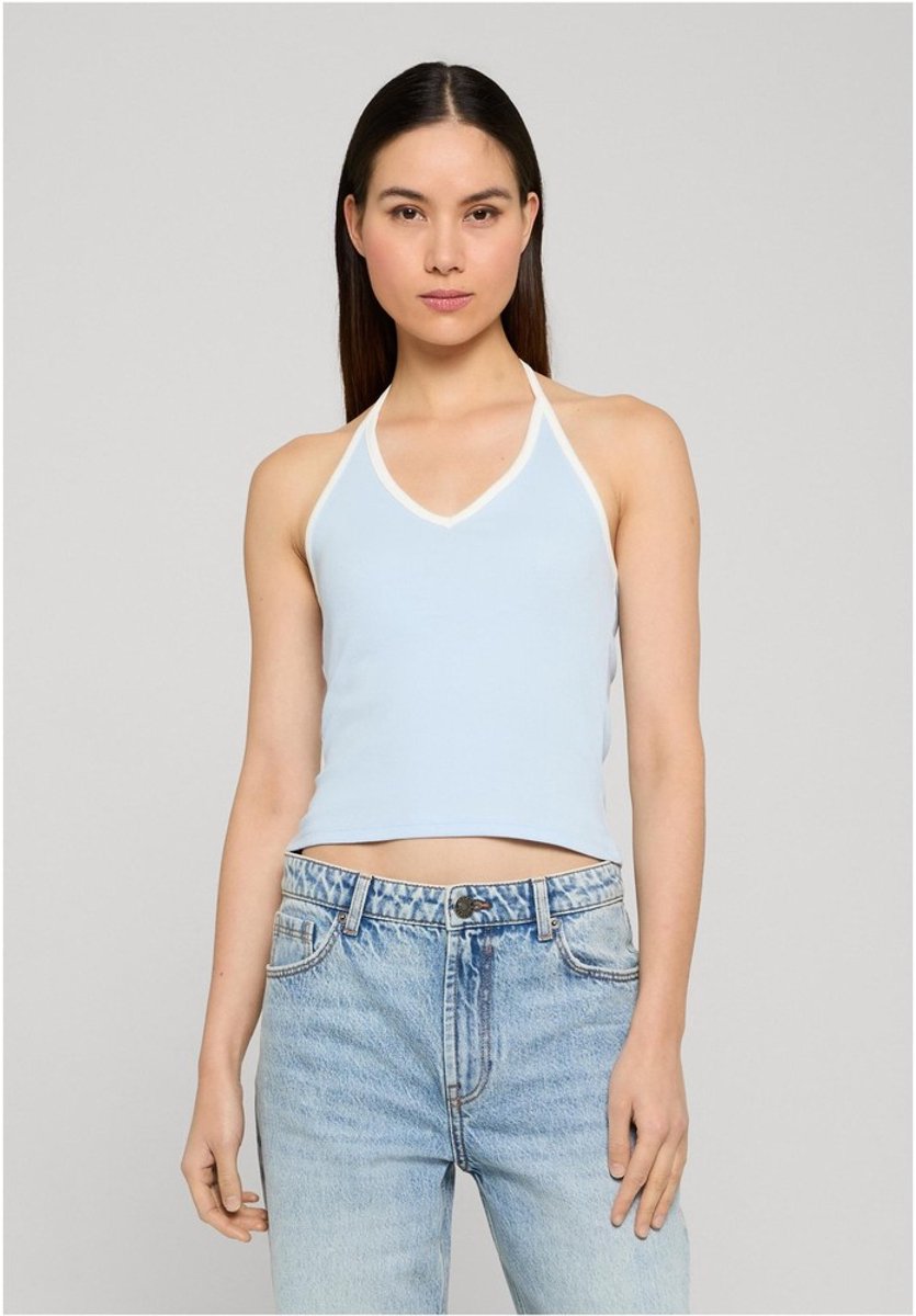 Urban Classics Contrast Piping Neckholder Mouwloze top XL Blauw