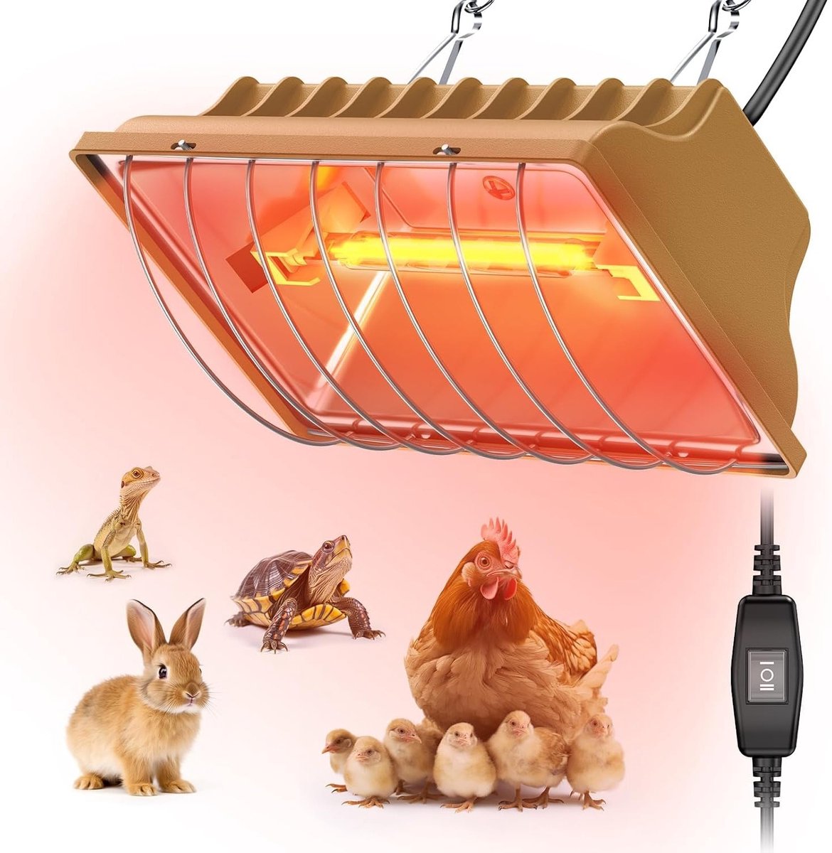 Professionele Warmtelamp voor Kippen, Energiezuinige Infrarood Heater voor Kippenhok en Biggen, Automatische Thermostaat