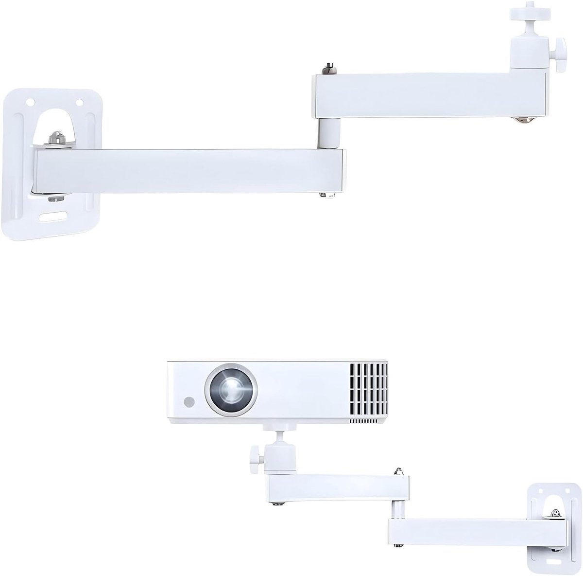Verstelbare muur- en plafondbeamerhouder, metalen projectorstandaard met multi-hoek en 1/4 inch schroefinterface voor thuisbioscoop en speelkamer
