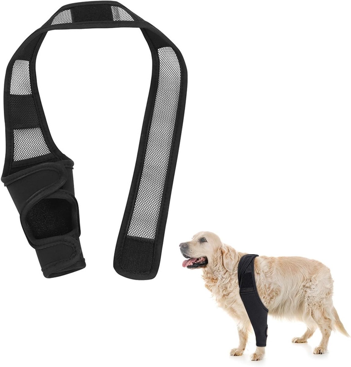 Kniebandage voor Honden, Ondersteuning en Bescherming voor Achterpoten, Zwart, XL, Ideaal voor Elbow- en Gewrichtsbescherming
