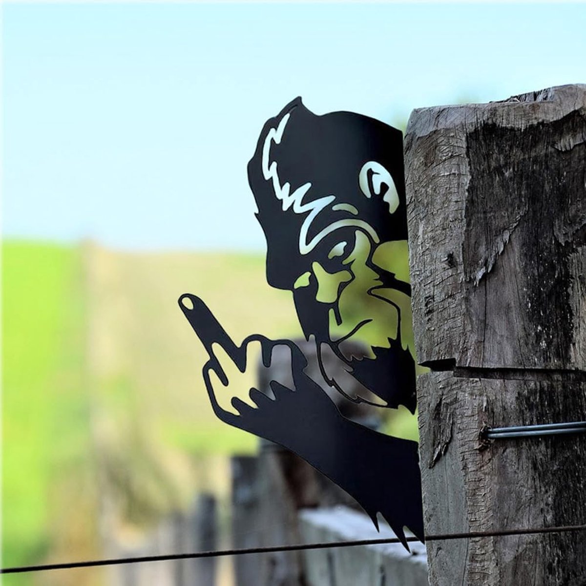 SnelShoppen - Middle Finger Bigfoot Tuin Ornamenten Metaal voor Tuin Decoraties Buiten, Grappige Peek A Boo Dieren, Sculpturen Silhouetten voor Muur e