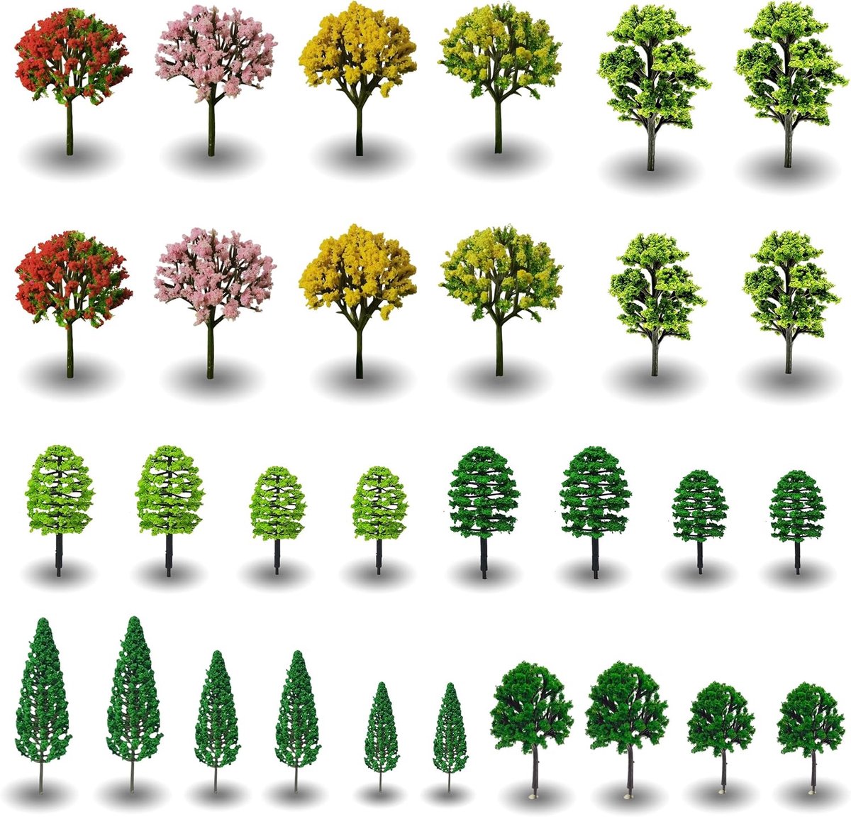 SnelShoppen - 30 Stuks Miniatuurbomen Modelbouw - 3,5-7,5 cm Miniatuur Bomen voor Diorama, Modelspoor Accessoires, DIY Landschap, Diverse Designs, Kun