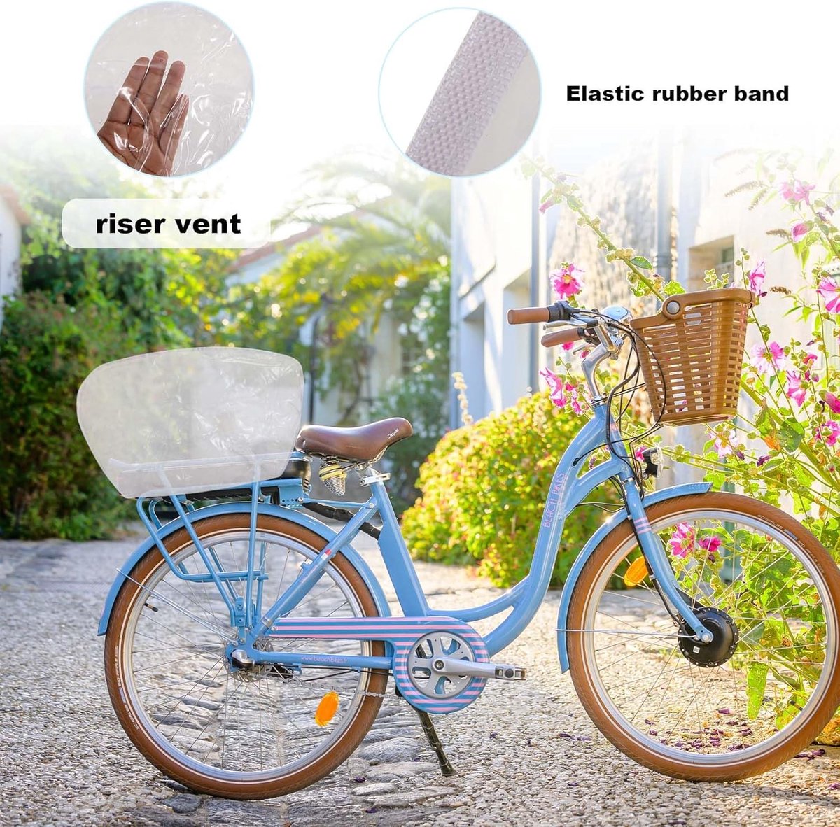 Thijox - Regenbescherming fietsmand hondenmand XL/XXL, waterdichte PVC regenhoes voor bagagedrager, honden- en kattenmand, 61 × 40 cm, voor fiets, reg