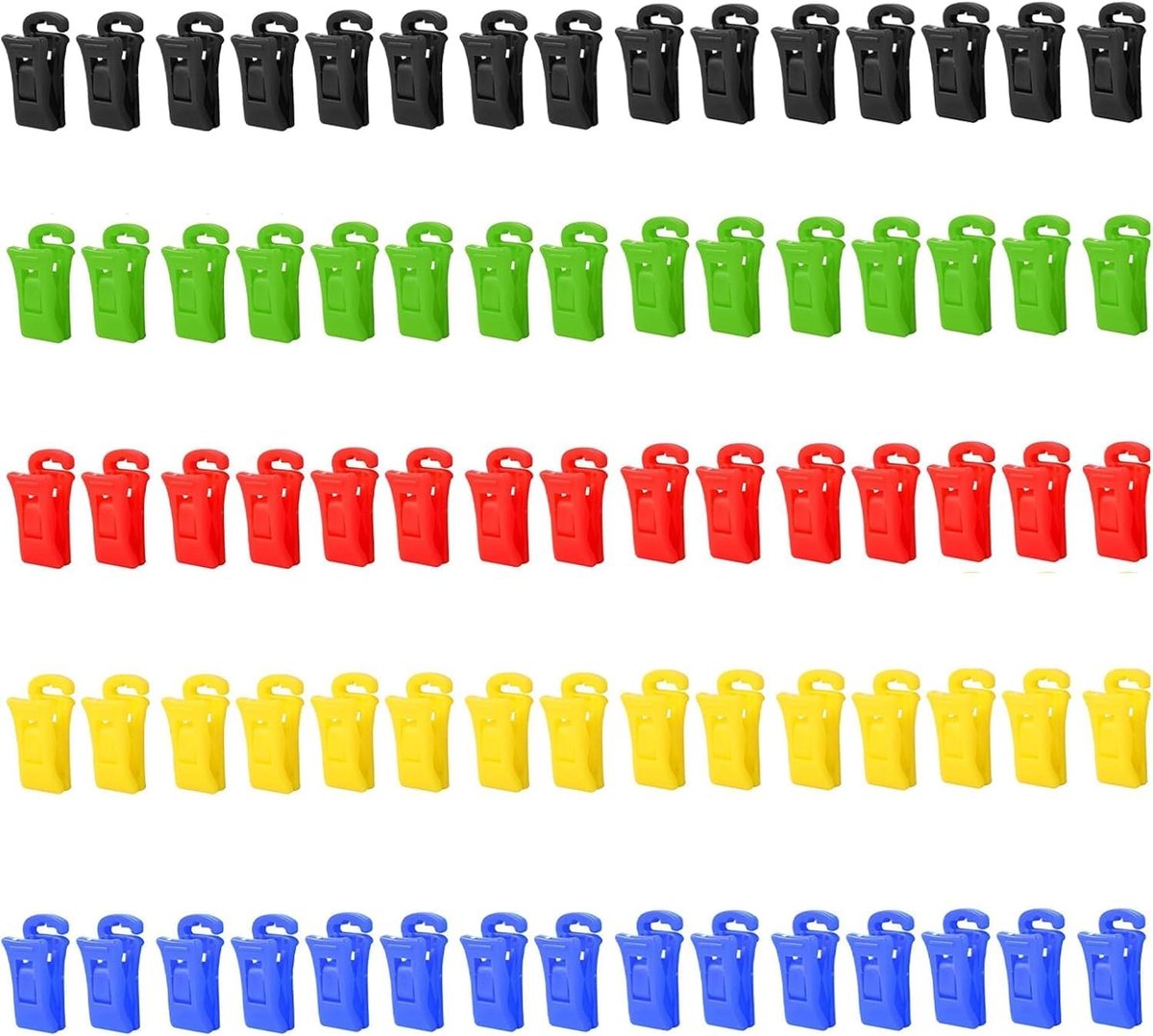 Thijox - 75 Stuks Sokkenklemmen voor Wasmachine en Droger, Multifunctionele Sokkenclips, POM, Plastic, Zwart, Blauw, Groen, Geel, Rood - Perfect voor