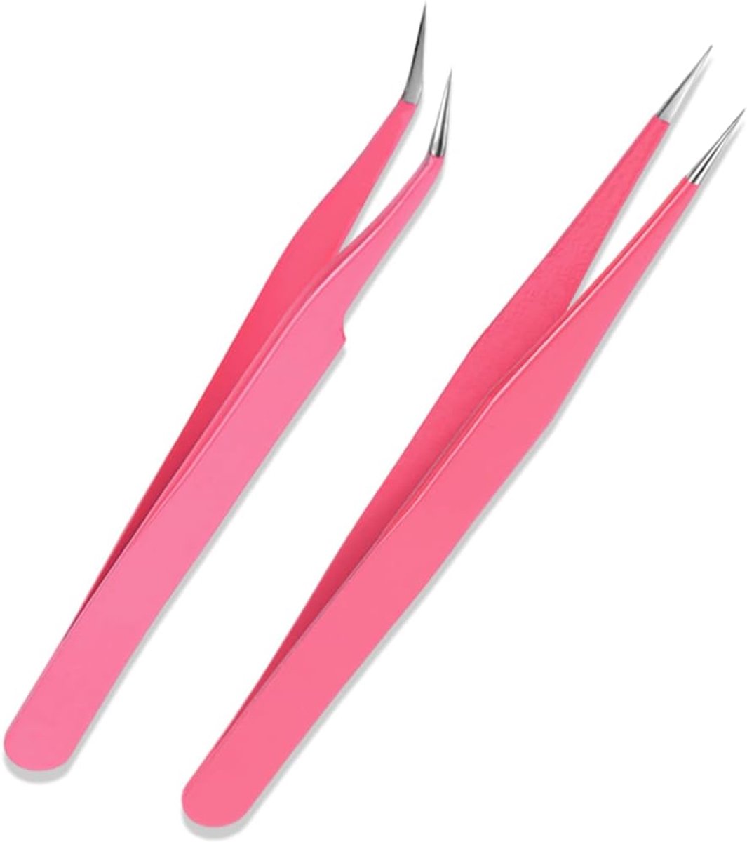 SnelShoppen - 2 Stuks Pincetten - Professionele RVS Wimperverlenging Pincetten Set met Rechte en Gebogen Punt voor Wimpers, DIY Creaties, Nagelkunst e