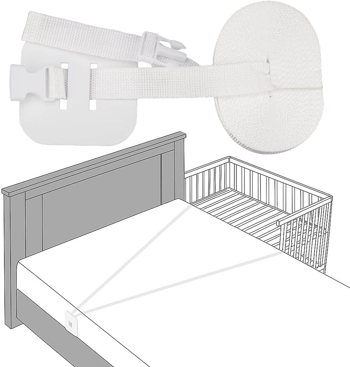 Fixatieband Co-Sleeping - Baby Bed Strap - Veilig Slapen - Universeel Compatibel - 8 meter - Zwart