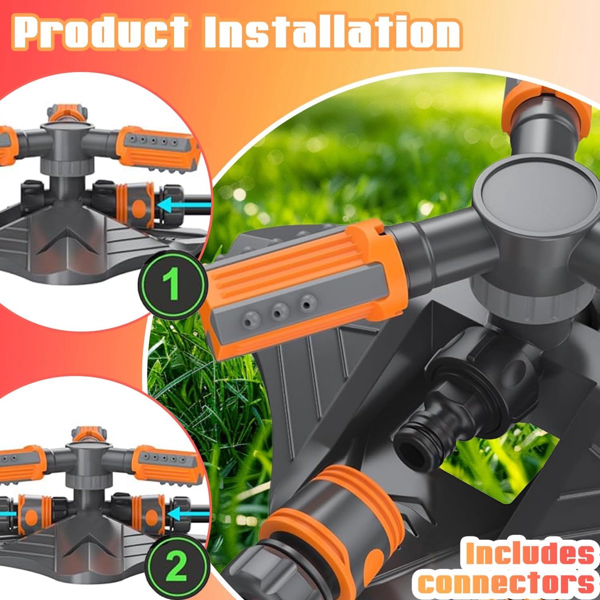 SnelShoppen - Rotary Garden Sprinkler - Automatische Rotating Lawn Sprinkler - Duurzaam en Stabiliteit - Ideaal voor Tuin en Irrigatiesystemen - 3-Way