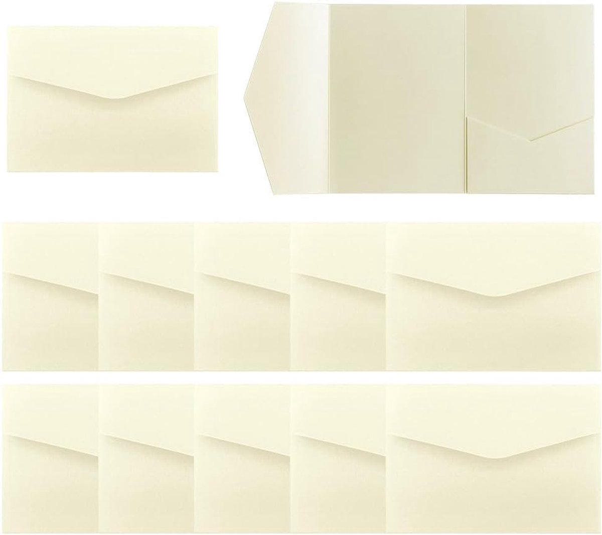 SnelShoppen - 12 Stuks Trifold Bruiloft Kaarten met Enveloppen, Uitnodigingen, Greet Kaarten, Feest Kaarten voor Bruiloft, Verjaardag en Diploma's - I